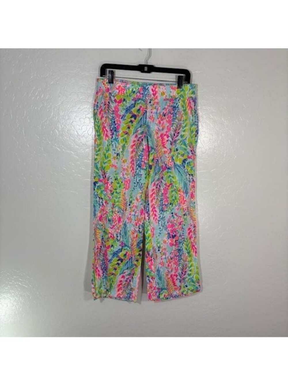 Lilly Pulitzer Pants Womens Small Multicolor Linen Tropical Print Style 28798
